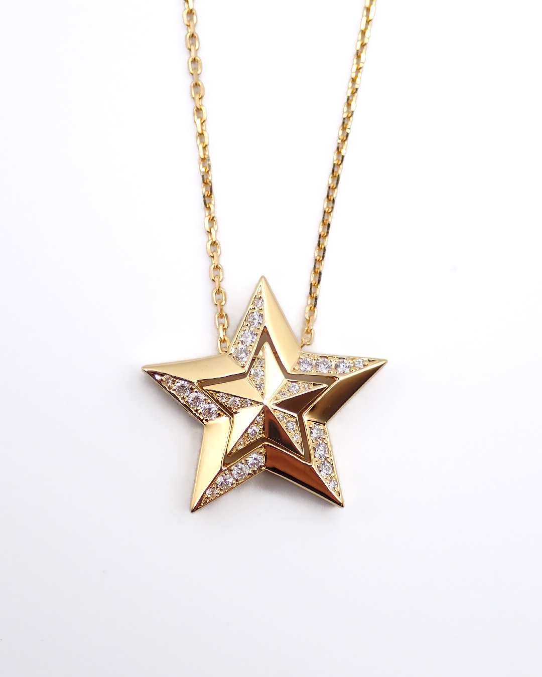 TOBExx | ネックレス / Double One Star Half Pave Diamond K18YG + 