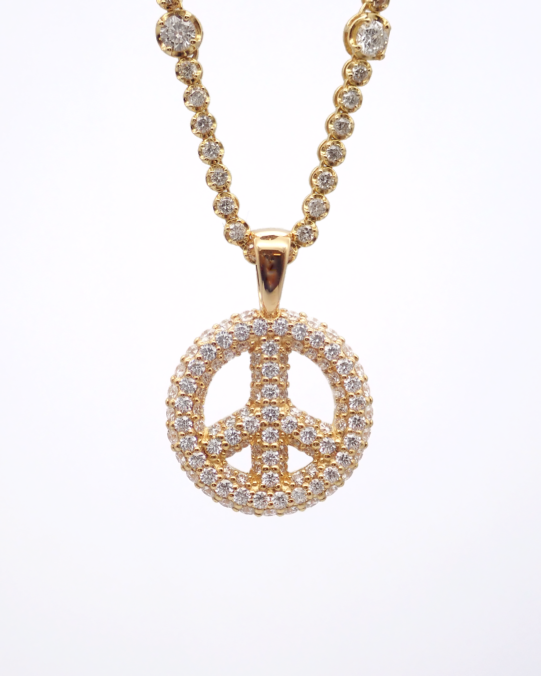 Peace Fancy Pave Pendant (K18YG)