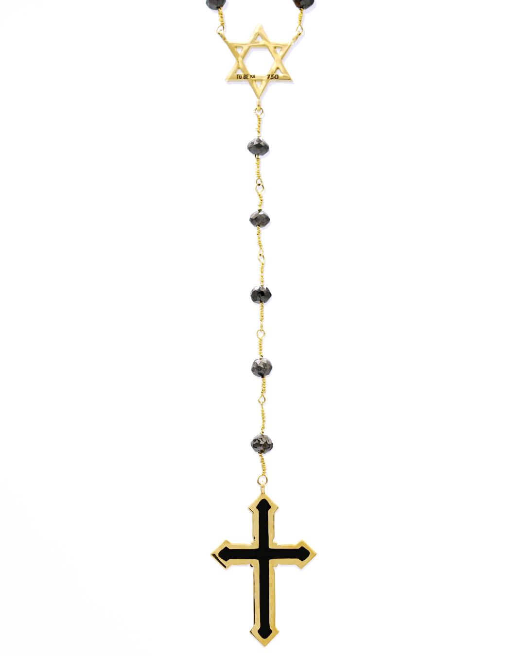 Rosary Necklace Black Diamond Chain / K18YG