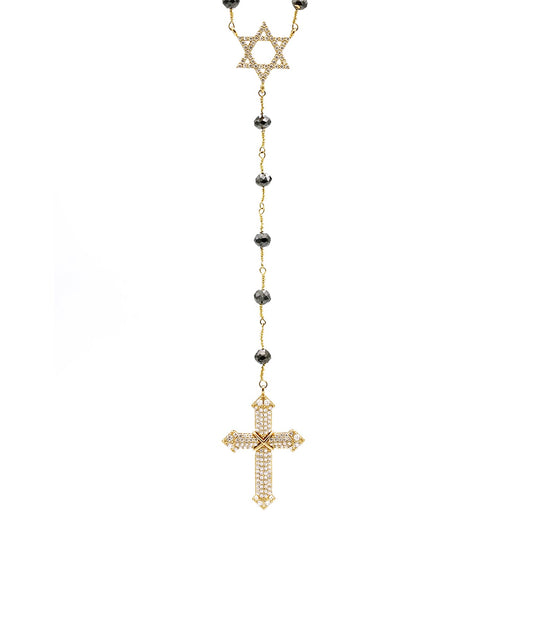 Rosary Necklace Black Diamond Chain / K18YG