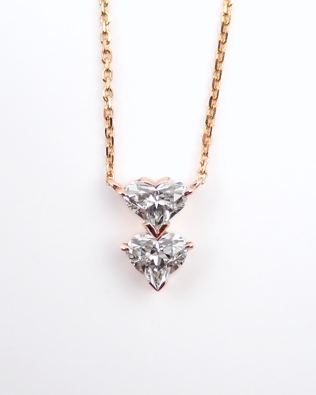 TOBExx | K18ピンクゴールド 最上級ハートシェイプ ダイヤ 2石(計0.7ct